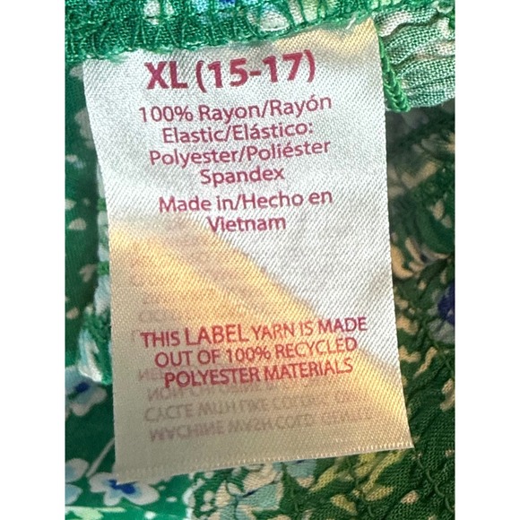 No Boundaries Green‎ Floral Print Smocked Crop Top XL(15/17) Junior Teen Girls - Picture 5 of 5